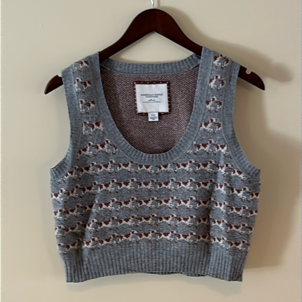 American Eagle sweater wool vest; setter dogs; size L